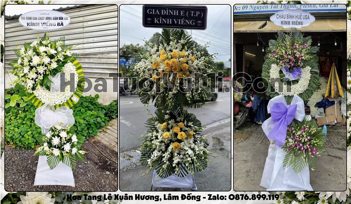 Vòng hoa viếng đám tang tại Phường Xuân Hương, Tỉnh Lâm Đồng