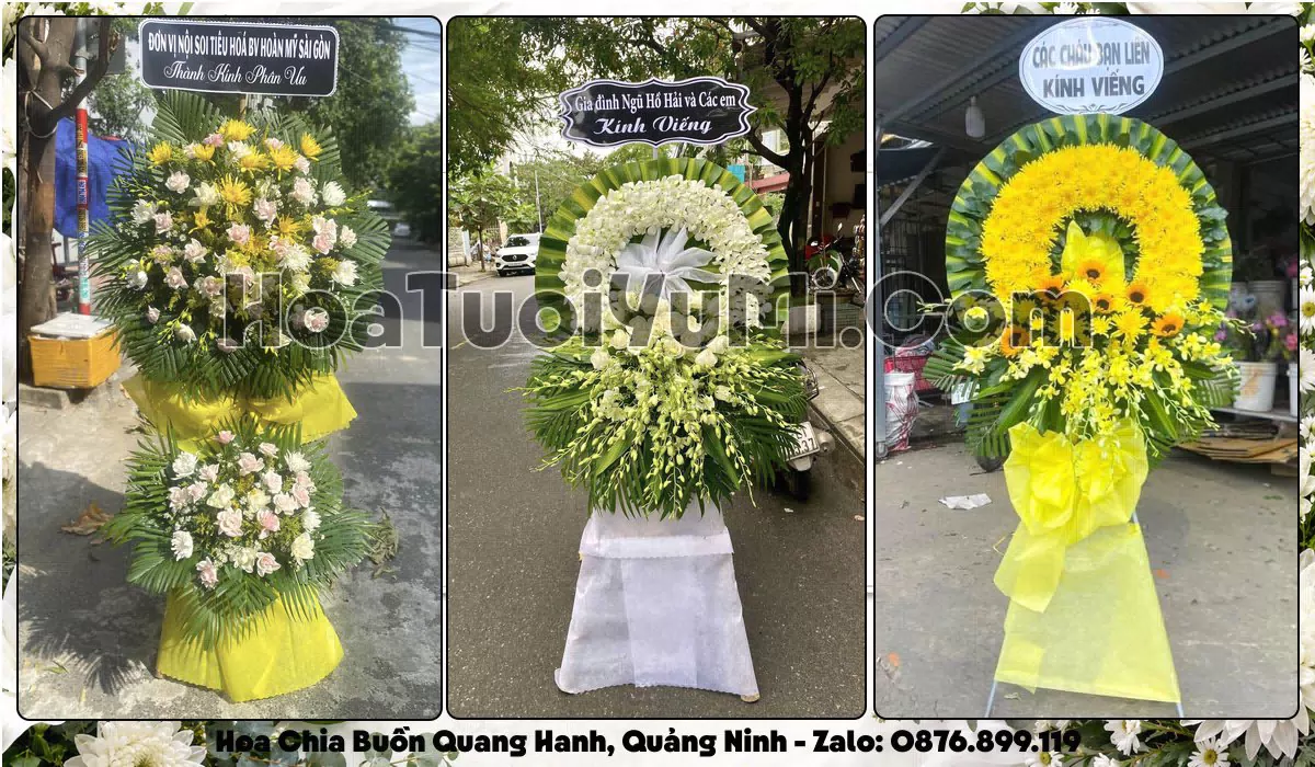 Vòng hoa viếng đám tang tại Phường Quang Hanh, Quảng Ninh