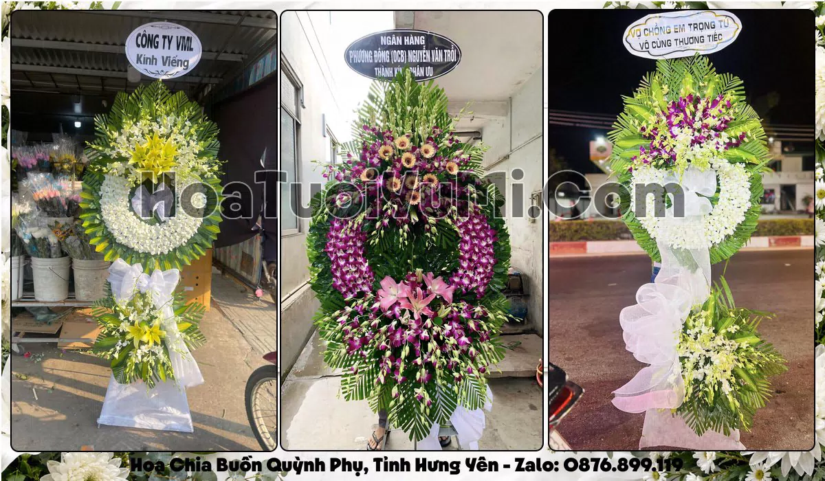 Vòng hoa viếng đám tang tại Xã Quỳnh Phụ, Tỉnh Hưng Yên