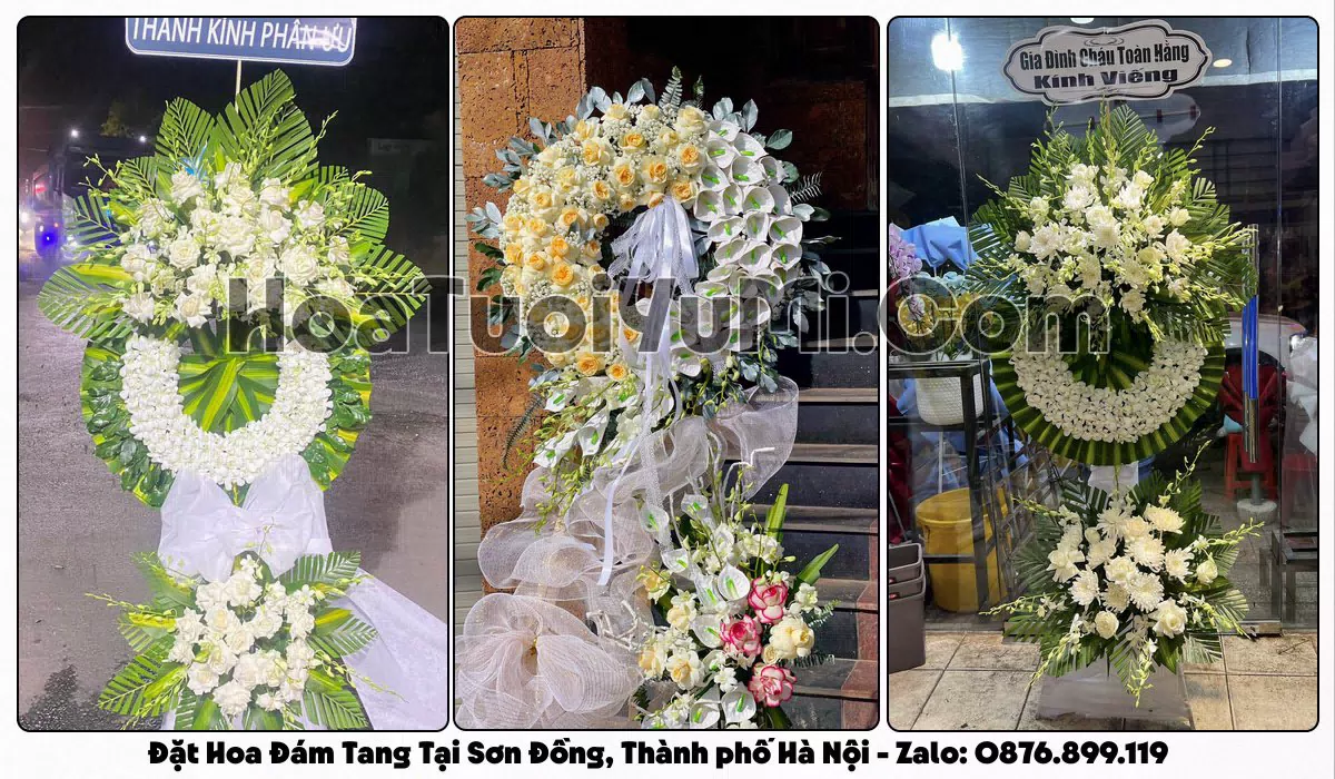 Vòng hoa viếng đám tang tại Xã Sơn Đồng, Hà Nội