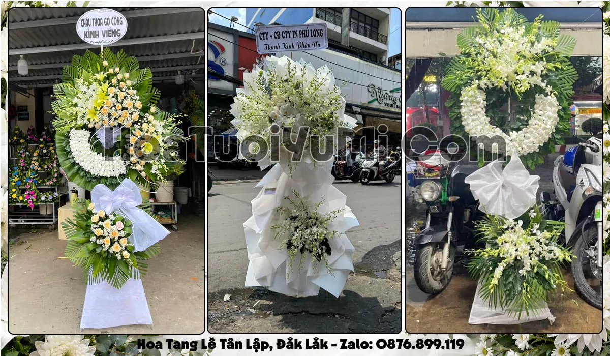 Vòng hoa viếng đám tang tại Phường Tân Lập, Tỉnh Đắk Lắk