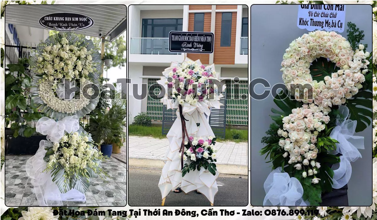 vòng hoa viếng đám tang tại Thới An Đông Cần Thơ