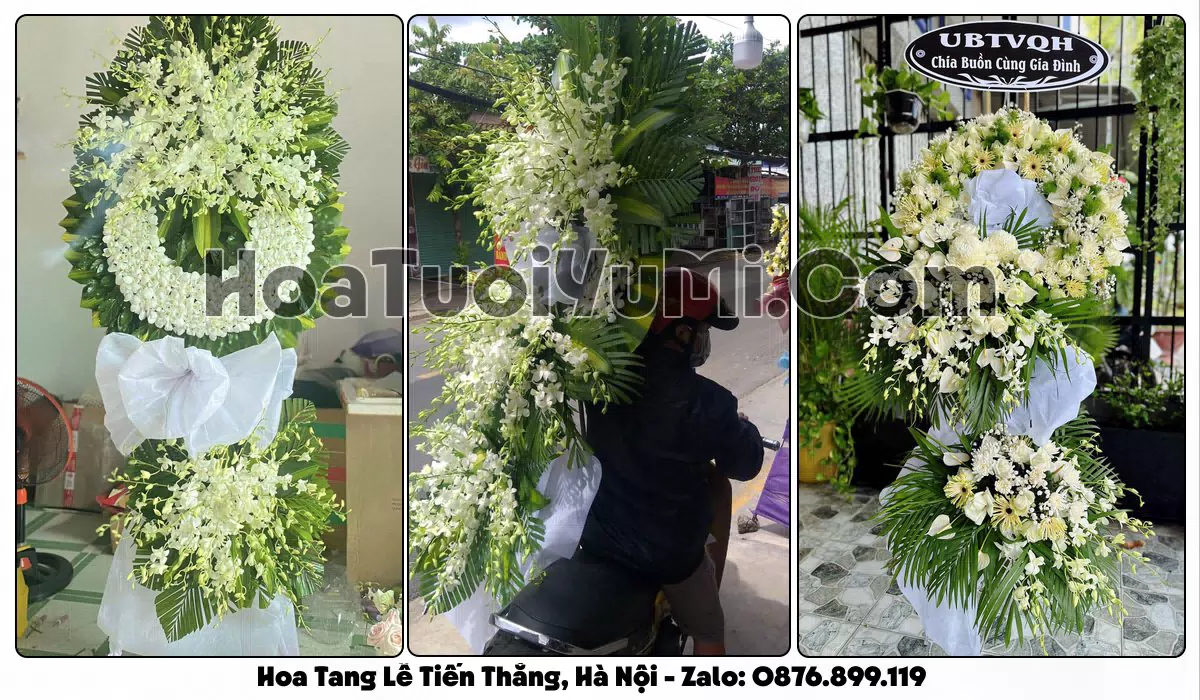 vòng hoa viếng đám tang tại Xã Tiến Thắng, Hà Nội