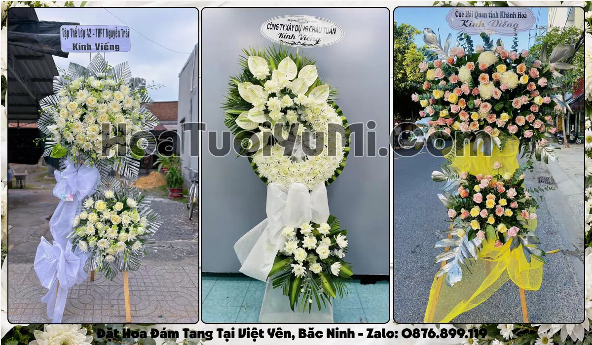 vòng hoa viếng đám tang tại Việt Yên Bắc Ninh