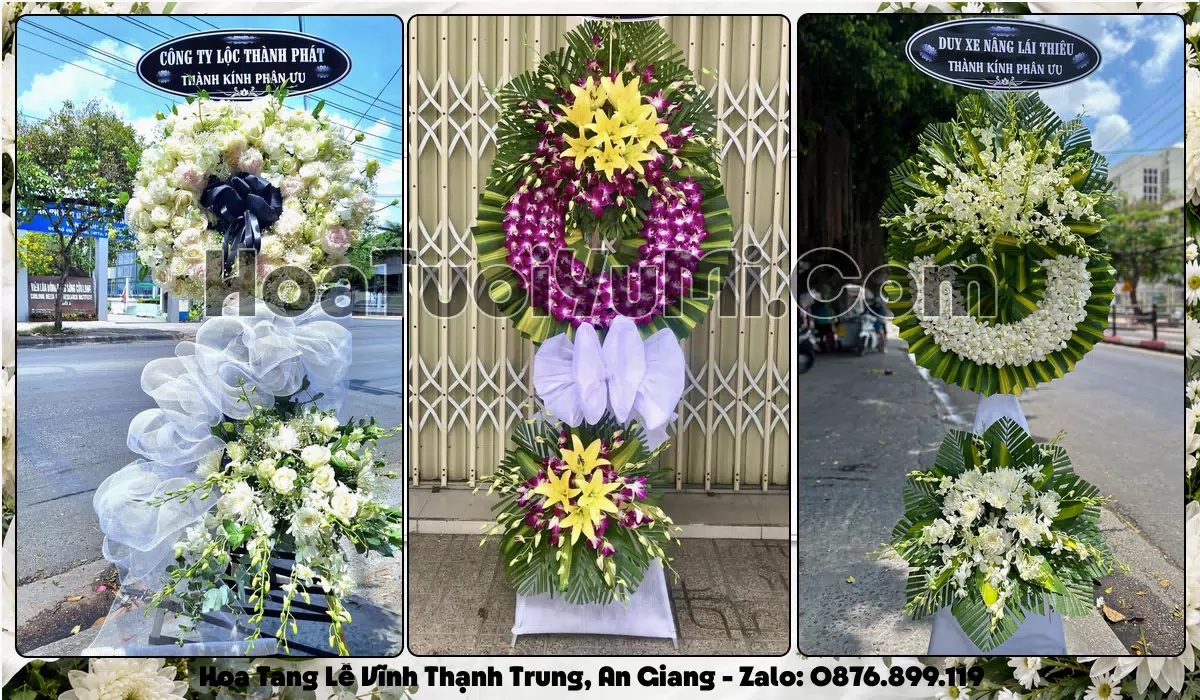 Vòng hoa viếng đám tang tại Xã Vĩnh Thạnh Trung, An Giang