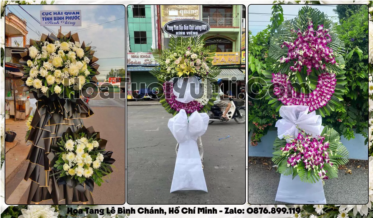 Vòng hoa viếng đám tang tại Xã Bình Chánh, Thành phố Hồ Chí Minh