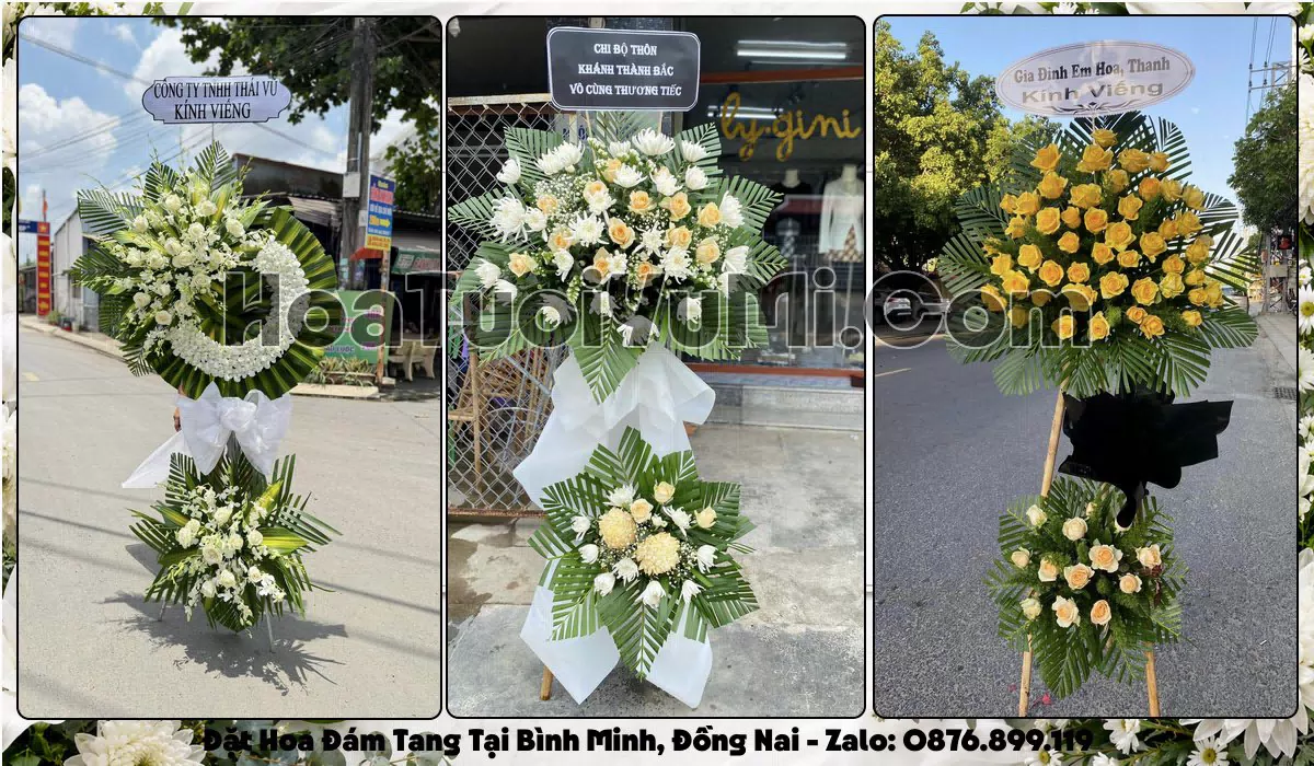 Vòng hoa viếng đám tang tại Xã Bình Minh, Đồng Nai