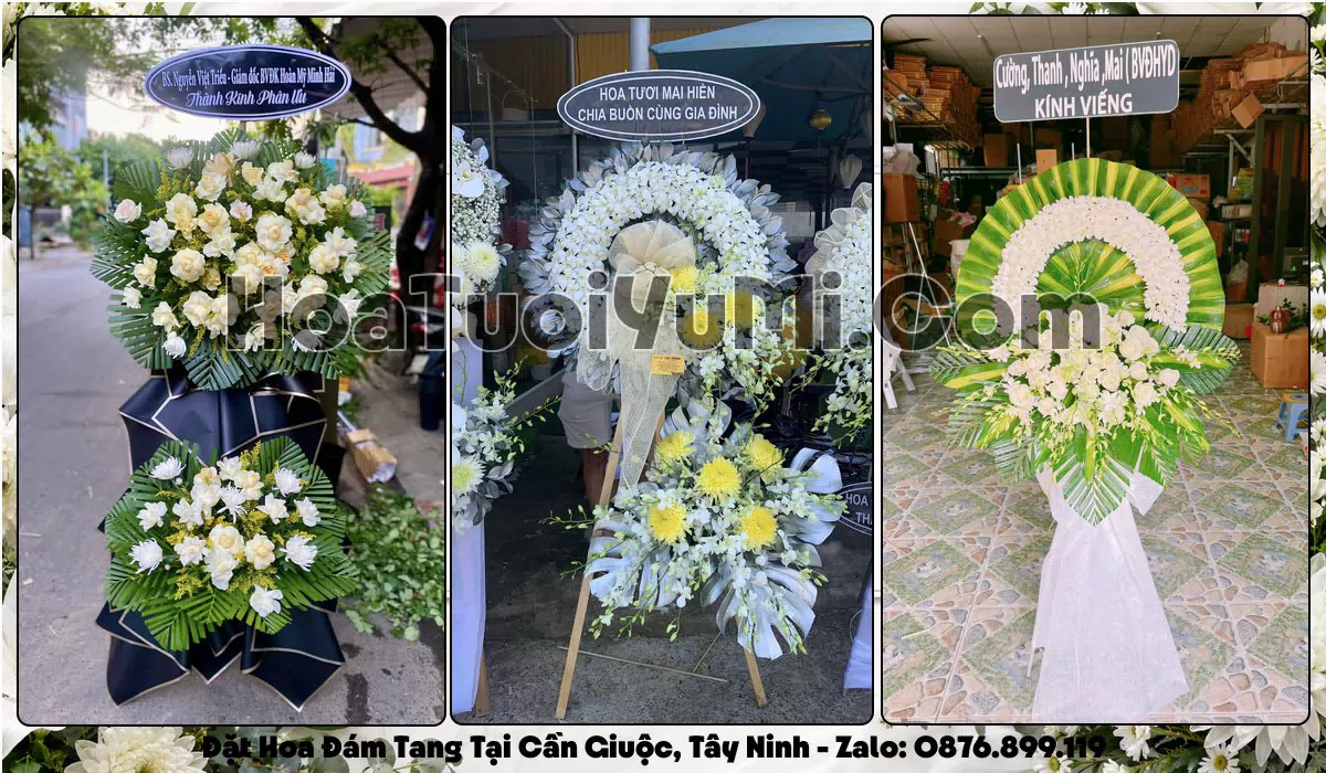 vòng hoa viếng đám tang tại Xã Cần Giuộc, Tỉnh Tây Ninh