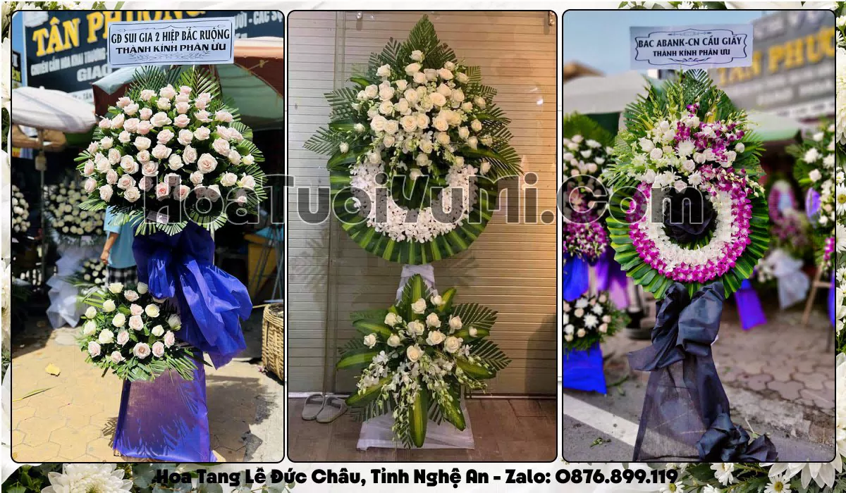 Vòng hoa viếng đám tang tại Xã Đức Châu, Tỉnh Nghệ An