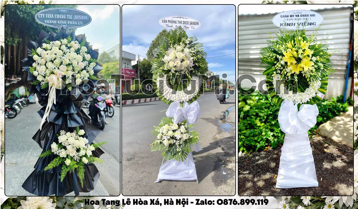 Vòng hoa viếng đám tang tại Xã Hòa Xá, Hà Nội