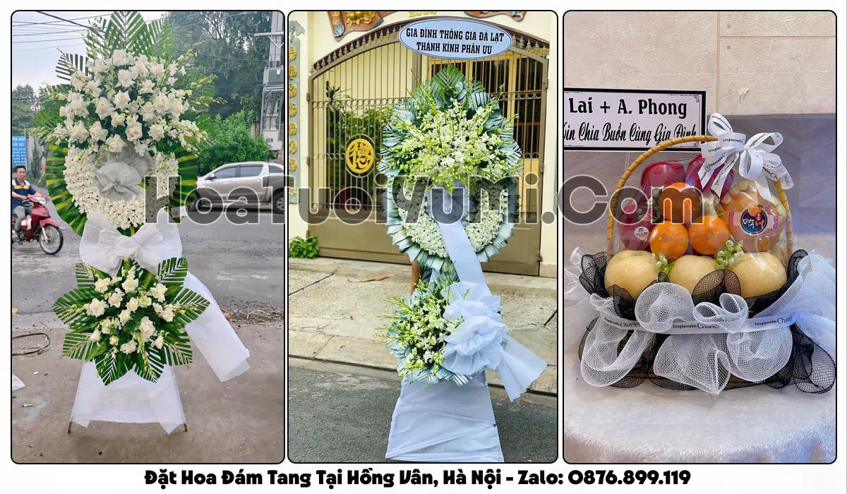 Vòng hoa viếng đám tang tại Xã Hồng Vân, Hà Nội