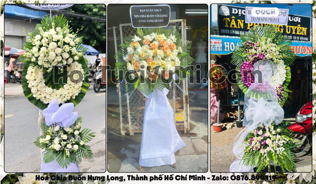 vòng hoa viếng đám tang tại Xã Hưng Long, Thành phố Hồ Chí Minh