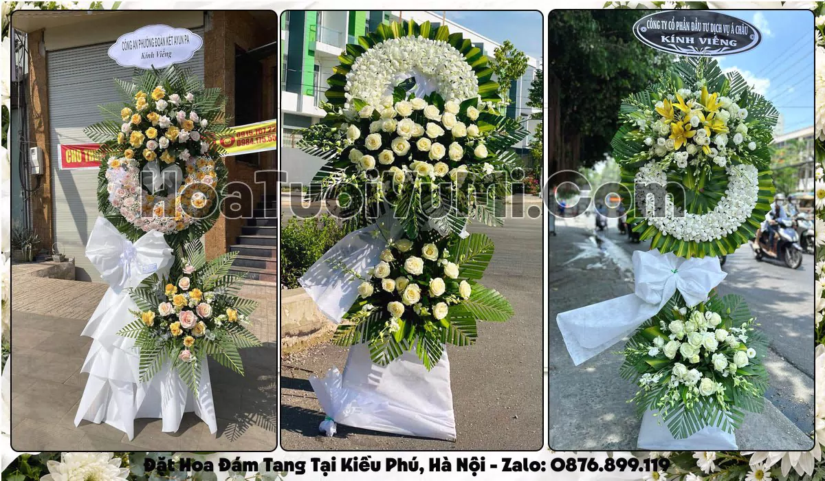 Vòng hoa viếng đám tang tại Xã Kiều Phú, Thành phố Hà Nội