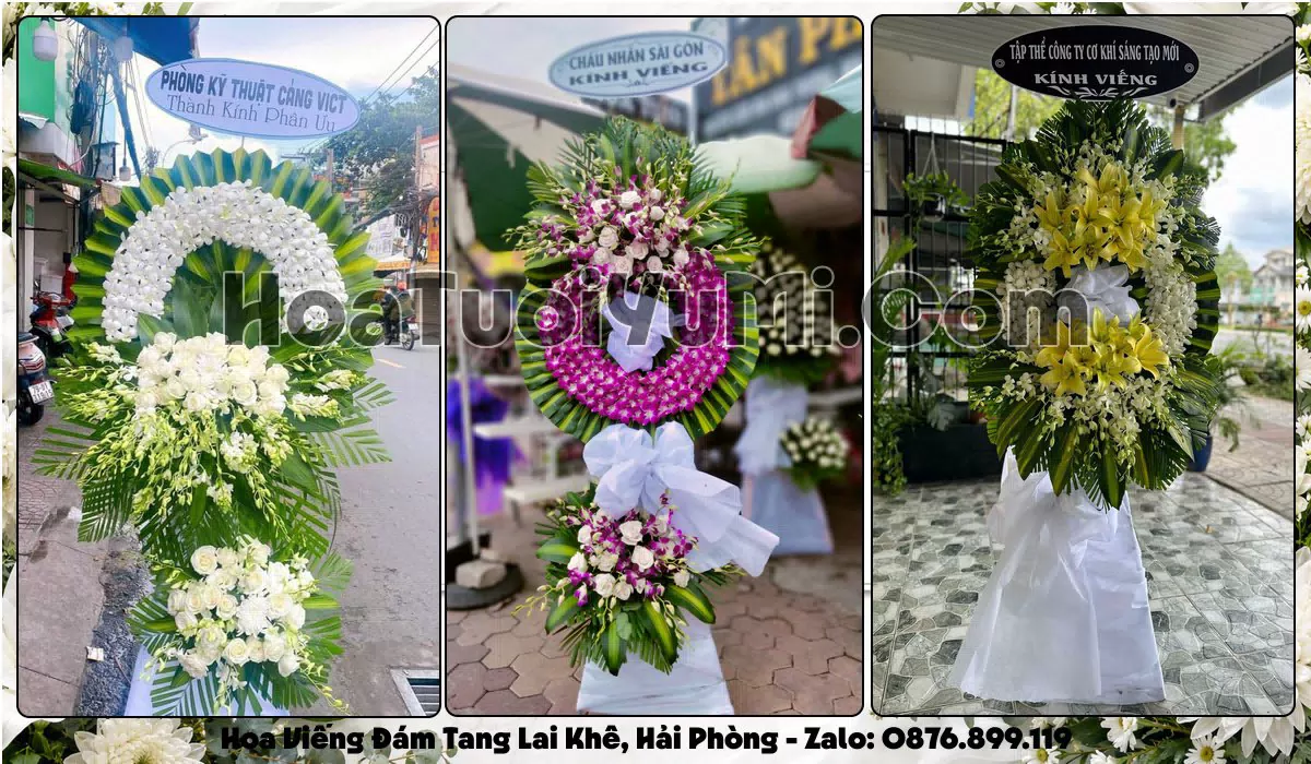 vòng hoa viếng đám tang tại Xã Lai Khê Hải Phòng