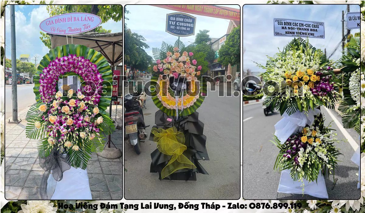Vòng hoa viếng đám tang tại Xã Lai Vung, Tỉnh Đồng Tháp
