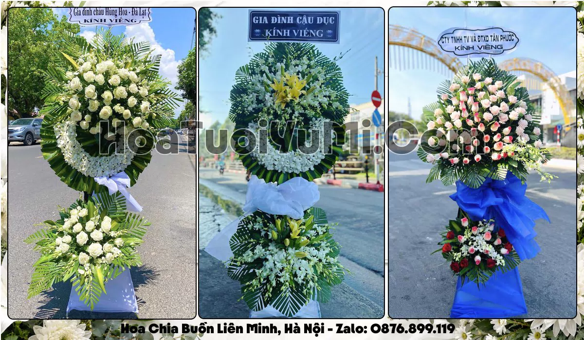 Vòng hoa viếng đám tang tại Xã Liên Minh
