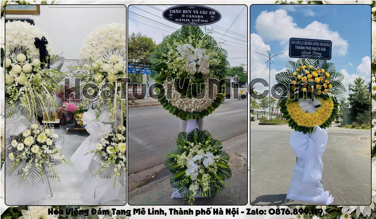 vòng hoa viếng đám tang tại Xã Mê Linh, Hà Nội