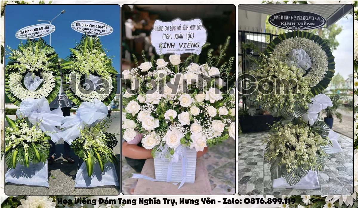 Vòng hoa viếng đám tang tại Xã Nghĩa Trụ, Tỉnh Hưng Yên