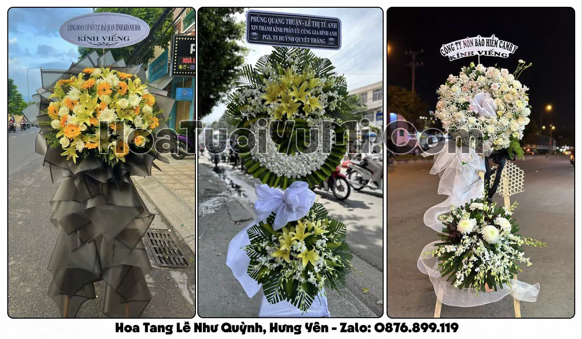 Vòng hoa viếng đám tang tại Xã Như Quỳnh, Hưng Yên
