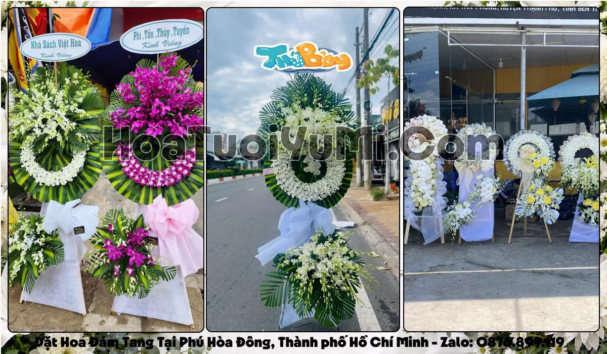 vòng hoa viếng đám tang tại Xã Phú Hòa Đông