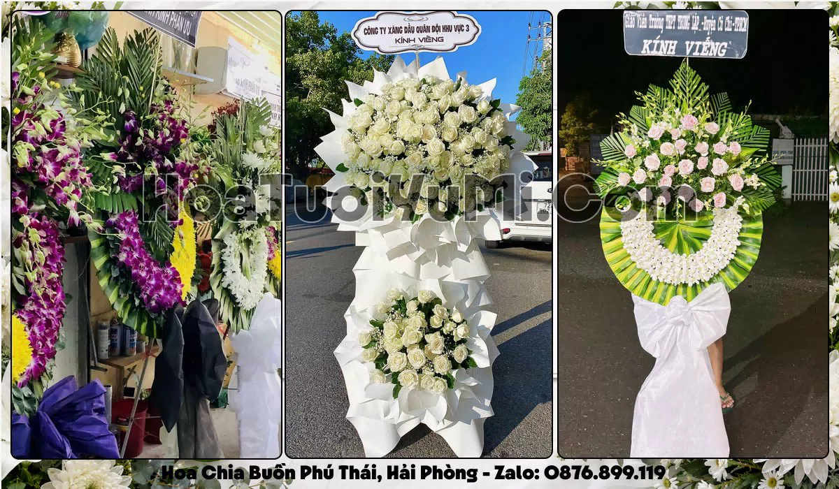 Vòng hoa viếng đám tang tại Xã Phú Thái, Hải Phòng