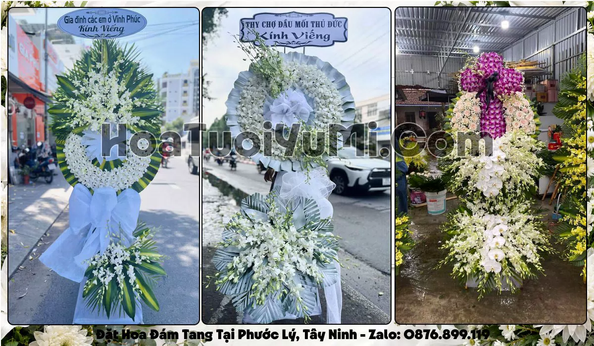 Vòng hoa viếng đám tang tại Xã Phước Lý, Tây Ninh