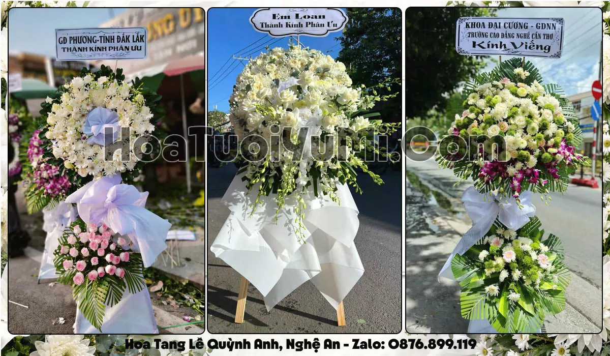 Vòng hoa viếng đám tang tại Xã Quỳnh Anh, Nghệ An