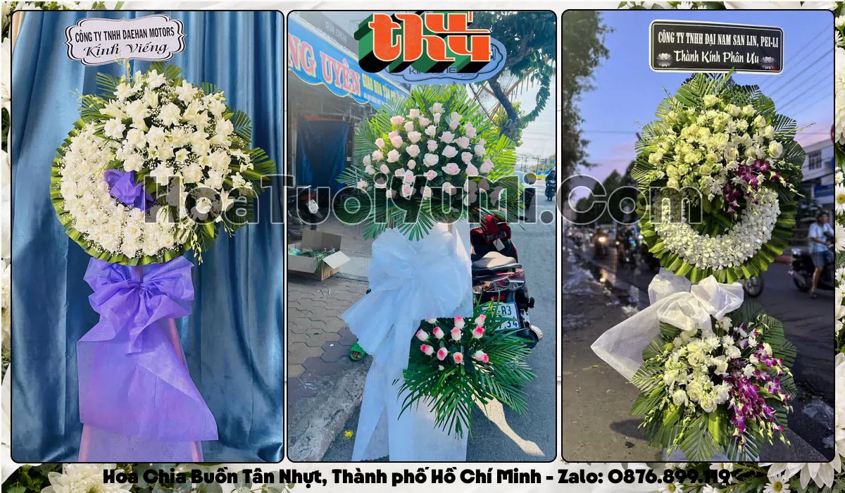 Vòng hoa viếng đám tang tại Xã Tân Nhựt, Thành phố Hồ Chí Minh