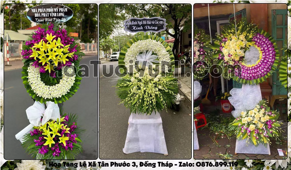 vòng hoa viếng đám tang Xã Tân Phước 3 Đồng Tháp