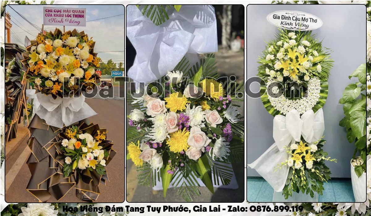 Vòng hoa viếng đám tang tại Xã Tuy Phước, Tỉnh Gia Lai