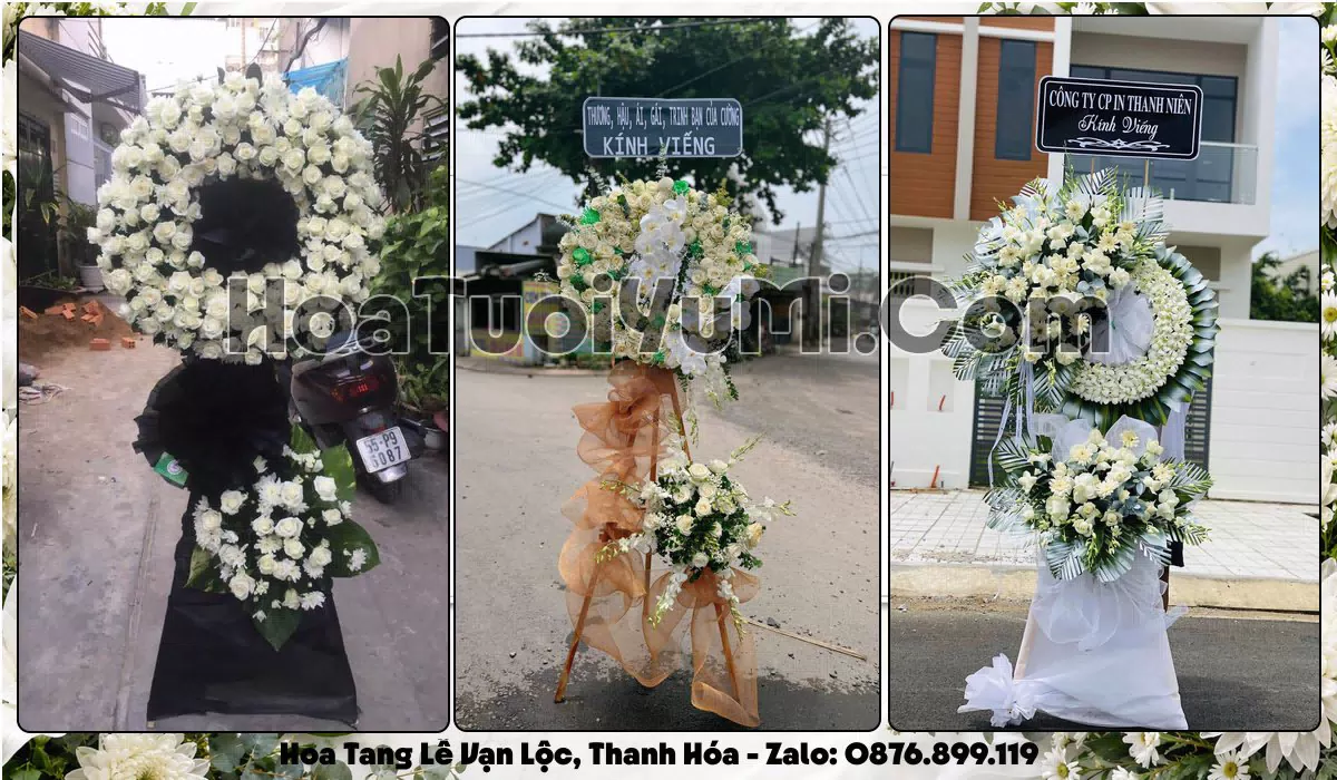 Vòng hoa viếng đám tang tại Xã Vạn Lộc, Tỉnh Thanh Hóa