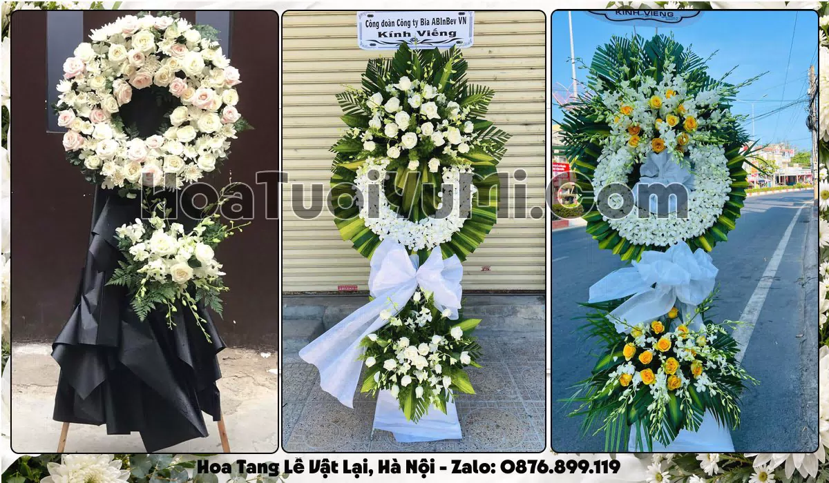Vòng hoa viếng đám tang tại Xã Vật Lại, Thành phố Hà Nội