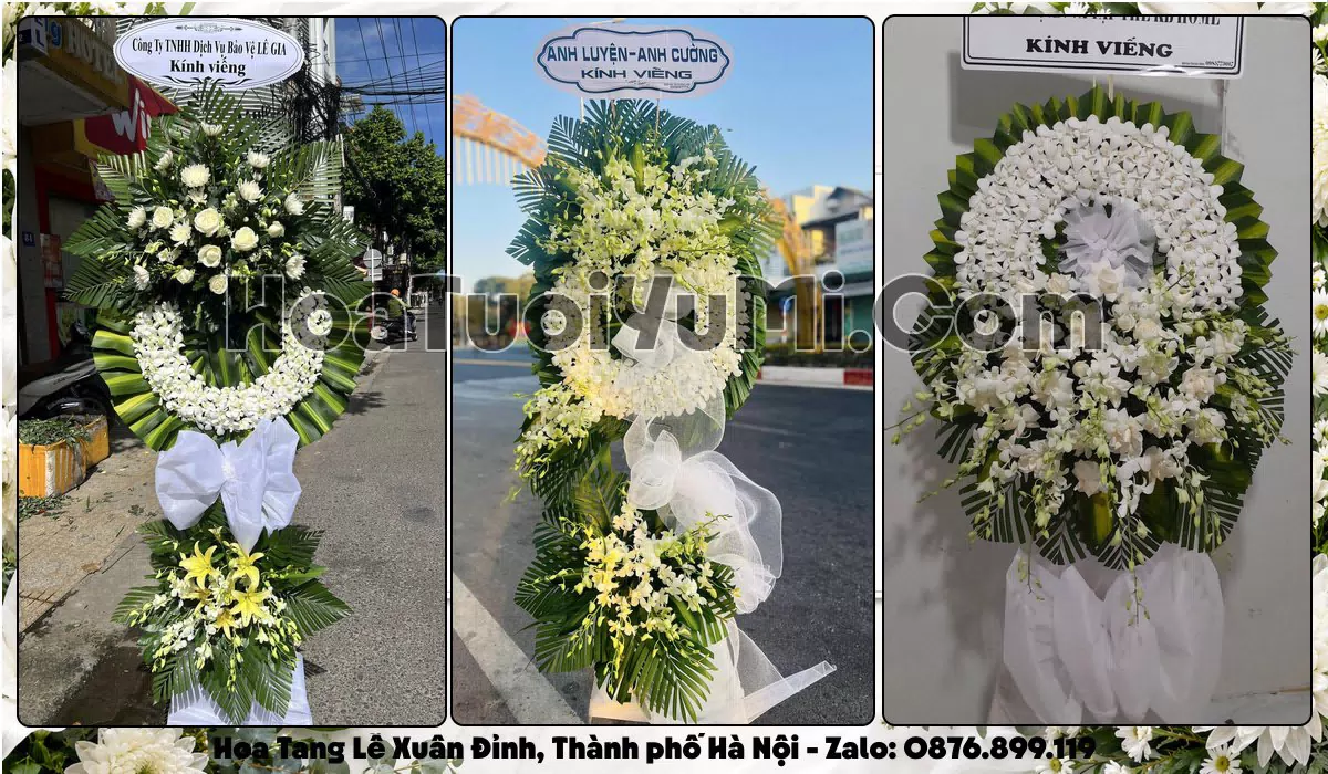 Vòng hoa viếng đám tang tại Phường Xuân Đỉnh, Hà Nội